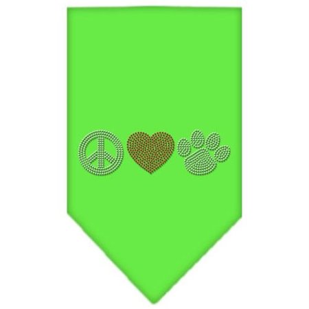 UNCONDITIONAL LOVE Peace Love Paw Rhinestone Bandana Lime Green Small UN802796